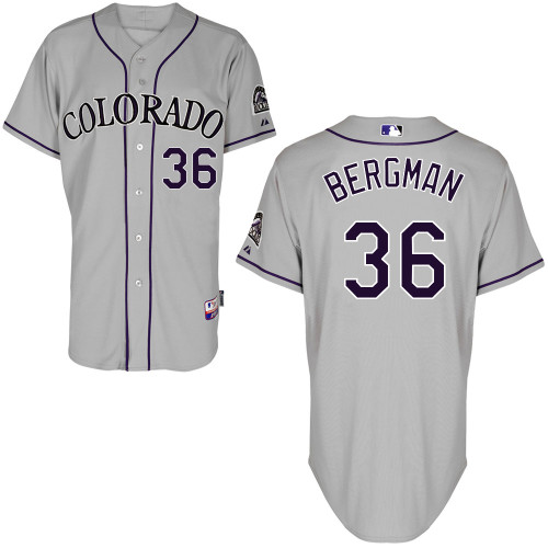 Christian Bergman #36 MLB Jersey-Colorado Rockies Men's Authentic Road Gray Cool Base Baseball Jersey